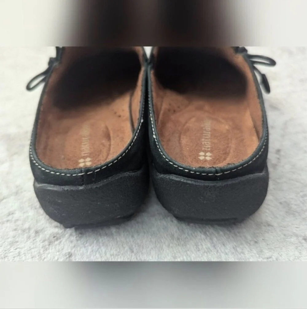 Naturalizer Womens Mules Black Suede Slip On Clog Shoe Square Toe Stretch 6M